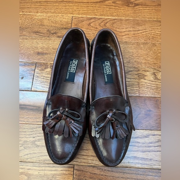 Vintage Polo Ralph Lauren Mens Burgundy Leather Kiltie Tassel Loafers Sz 10.5 D - Picture 2 of 13